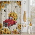 thumbnail image 3 of Shower Curtain Yellow Sunflower Truck Shower Curtains for Bathroom Decor, Waterproof Polyester Shower Curtain Set with Hooks, Standard Size 72" x 72" Farmhouse Retro, 3 of 9