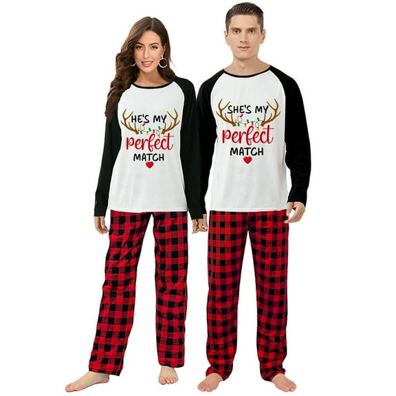 Ihaphap Couple Matching Christmas Pajama She's My Perfect Match Pajamas Set(S,Women)