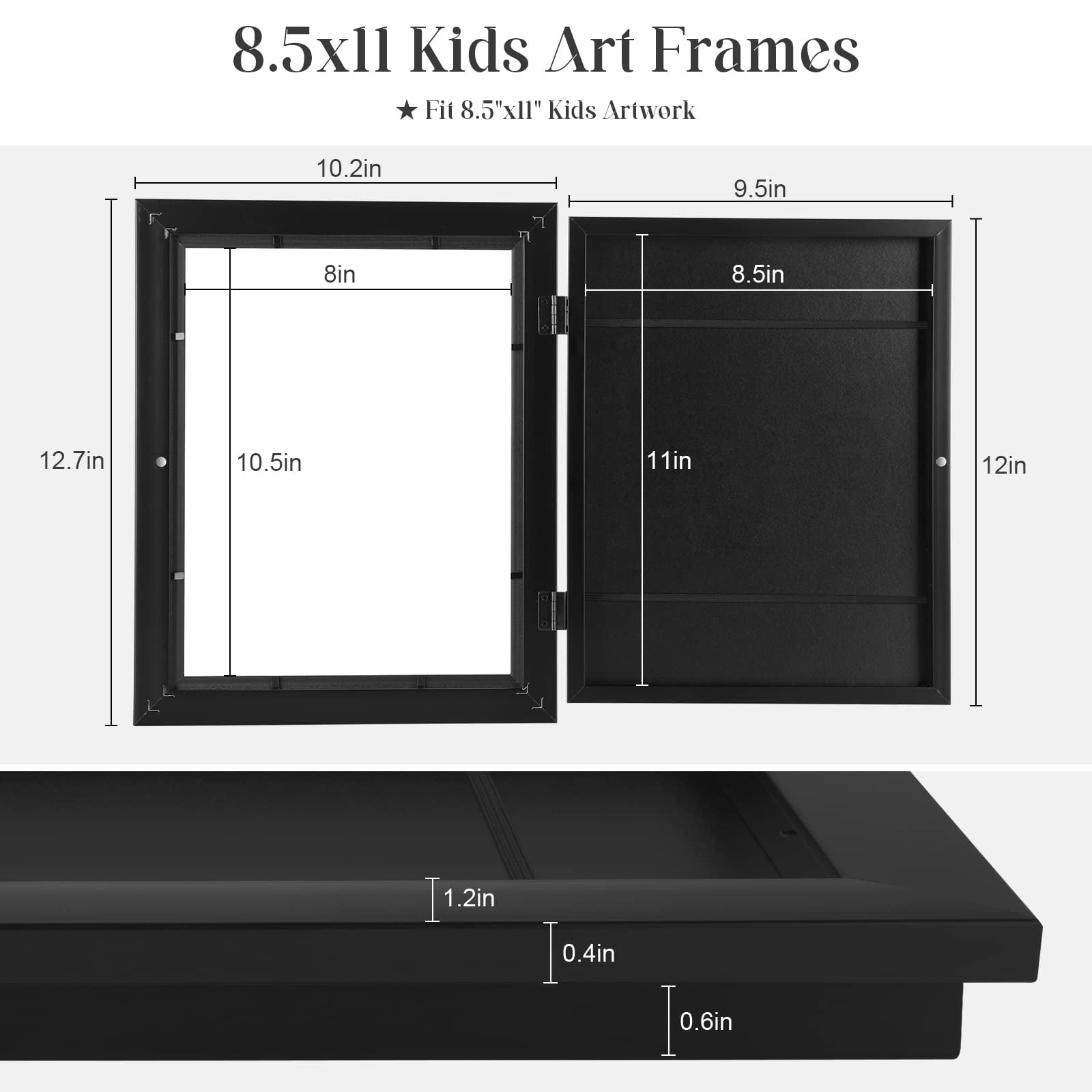WSBArt Kids Art Frames, 8.5x11 Front Opening Kids Artwork Frames Changeable,Artwork Display Storage Frame for Wall,Holds 50 Pcs,for 3D Picture,A4 Art-Work,Crafts,Children Drawing,Hanging Art,Portfolio