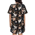thumbnail image 3 of Naloa Lilies Flowers Women's Short-Sleeved Pajama Set, Loungewear, Summer pajamas, Breathable Cozy - X-Large, 3 of 9