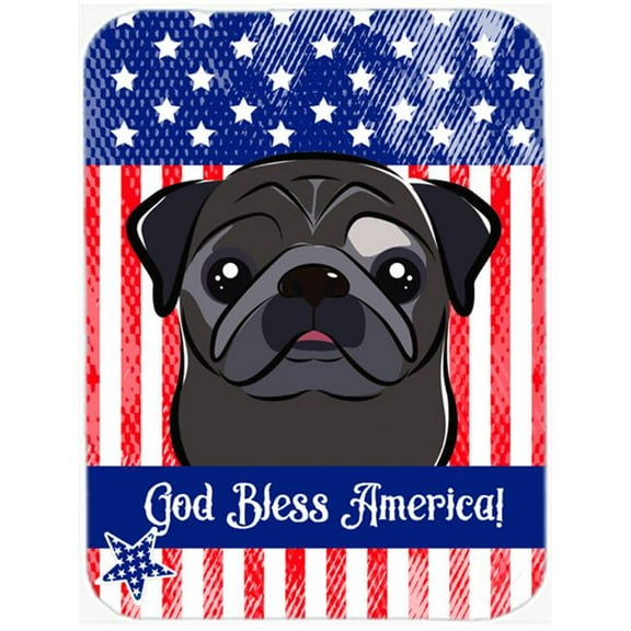 Carolines Treasures  God Bless American Flag with Black Pug Mouse Pad