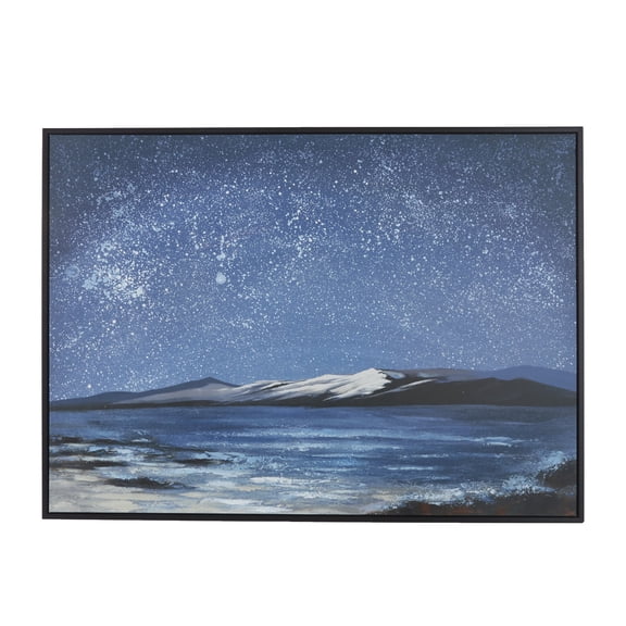 65" x 48" Night Sky Landscape Framed Wall Art with Black Frame, by DecMode