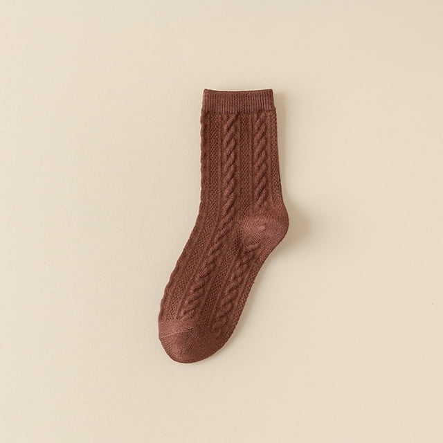 Women's Color Matching Multi Color Breathable Plush And Thick Insulation Socks Sports Socks Sock Brown