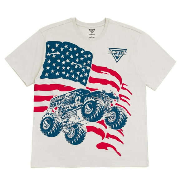 Camiseta Monster Jam Grave Digger July 4th Family gris claro