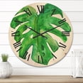 thumbnail image 2 of Designart 'Close Up Of Tropical Leaf Of Monstera I' Farmhouse Wood Wall Clock, 2 of 5