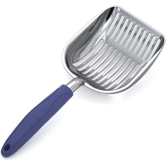 RUseeN Cat Litter Scoop, Aluminum Alloy Sifter, Kitty Metal Scooper, Deep Shovel, Long Handle, Poop Sifting, Kitten Pooper Lifter, Durable, Heavy Duty, for Litter Box