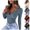Blue, variant on Womens Half Zip Long Sleeve Shirts Round Neck Solid Color Tops Fall Out Going Trip Shirts Blouses Black L