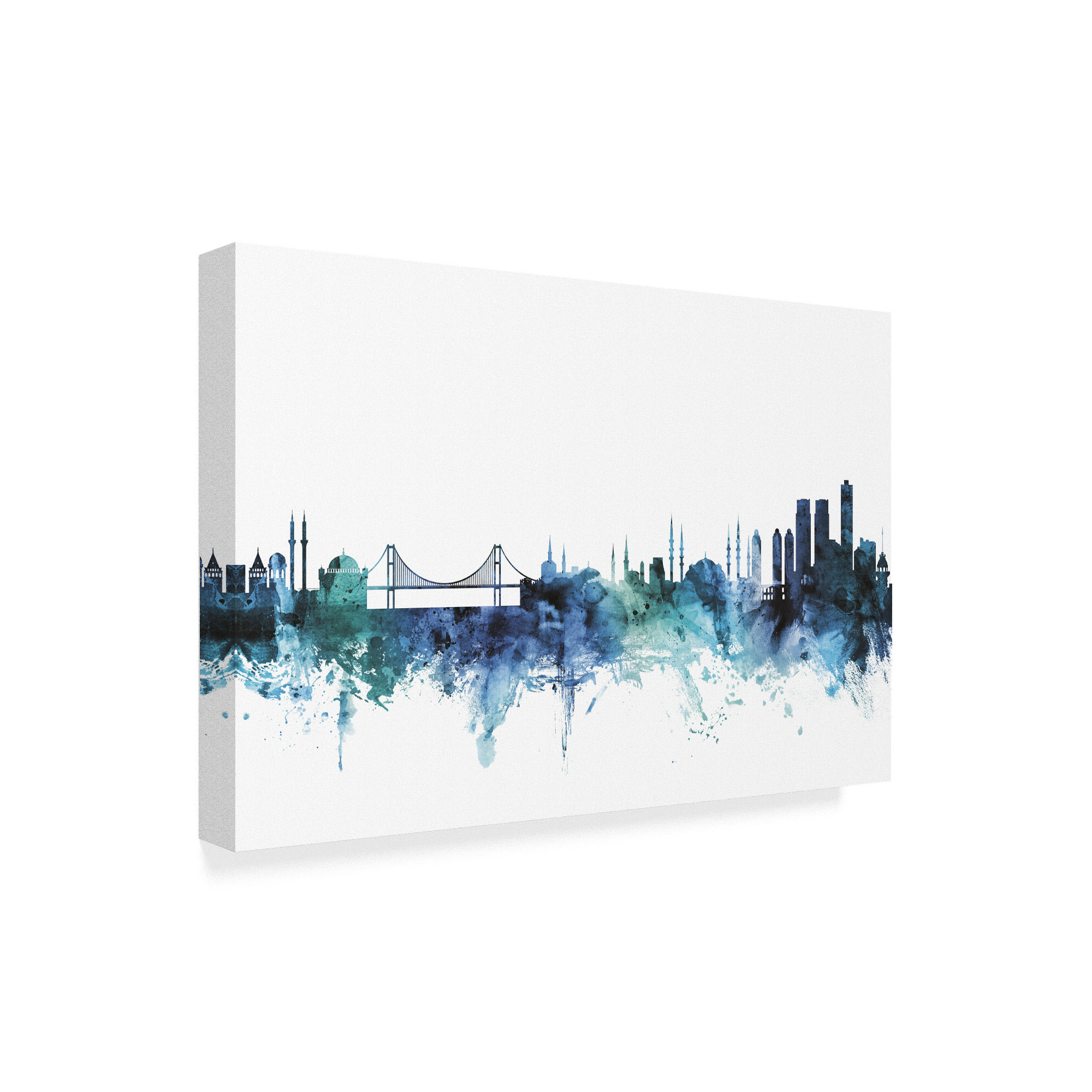 Trademark Fine Art 'Istanbul Turkey Blue Teal Skyline' Canvas Art by Michael Tompsett