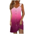 thumbnail image 3 of Sentmoon Graduation Guest Dress Stylish Boho Sleeveless Summer Dresses for Women 2025 Vacation Button Spaghetti Strap Gradient Color Crew Neck Plus Size Dress for Night Out S, 3 of 6