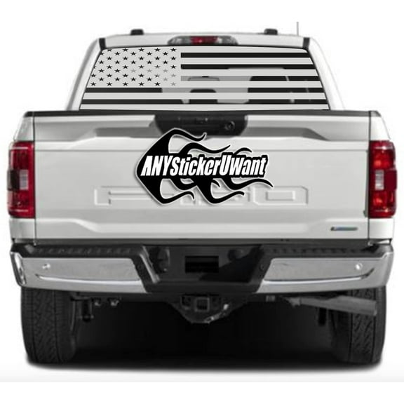 AnyStickerYouWant Rear Window USA American Decal Sticker Fits & Compatible with 2021 F150 Super Crew Pickup Truck Rear Window Flag Pick Up No Trimming Required!