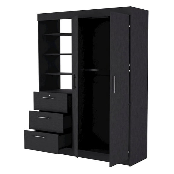 Plethoria Home 3-Drawer Armoire Black