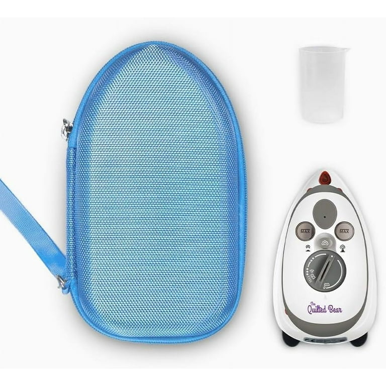 The Quilted Bear Mini Steam Iron with Case (Blue), Size: Small