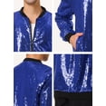 thumbnail image 6 of INSPIRE CHIC Men's Jackets Long Sleeve Zipper Glitter Bomber Jacket Coats 2XL Blue, 6 of 6