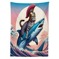 thumbnail image 2 of Ambesonne Cat Outdoor Tablecloth, Ancient Greek Kitty on Shark, 58"x120", Blue and Pale Pink, 2 of 2