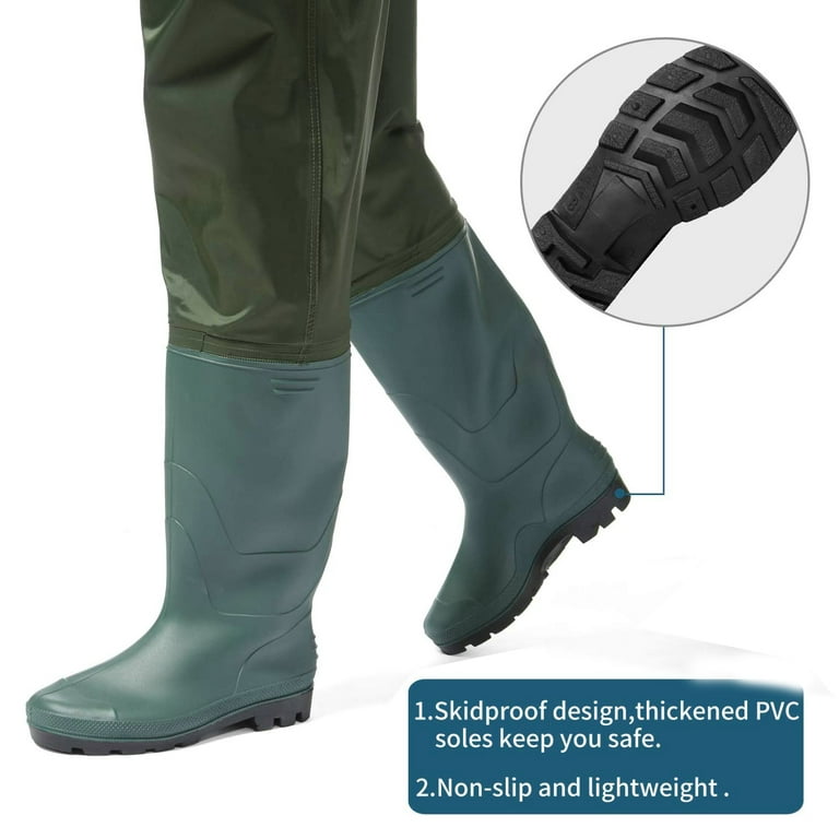 Hunting Fishing Waders Fly Fishing Waders for Men Women with Boots,  Waterproof Bootfoot Nylon/PVC Wader, Size 10 