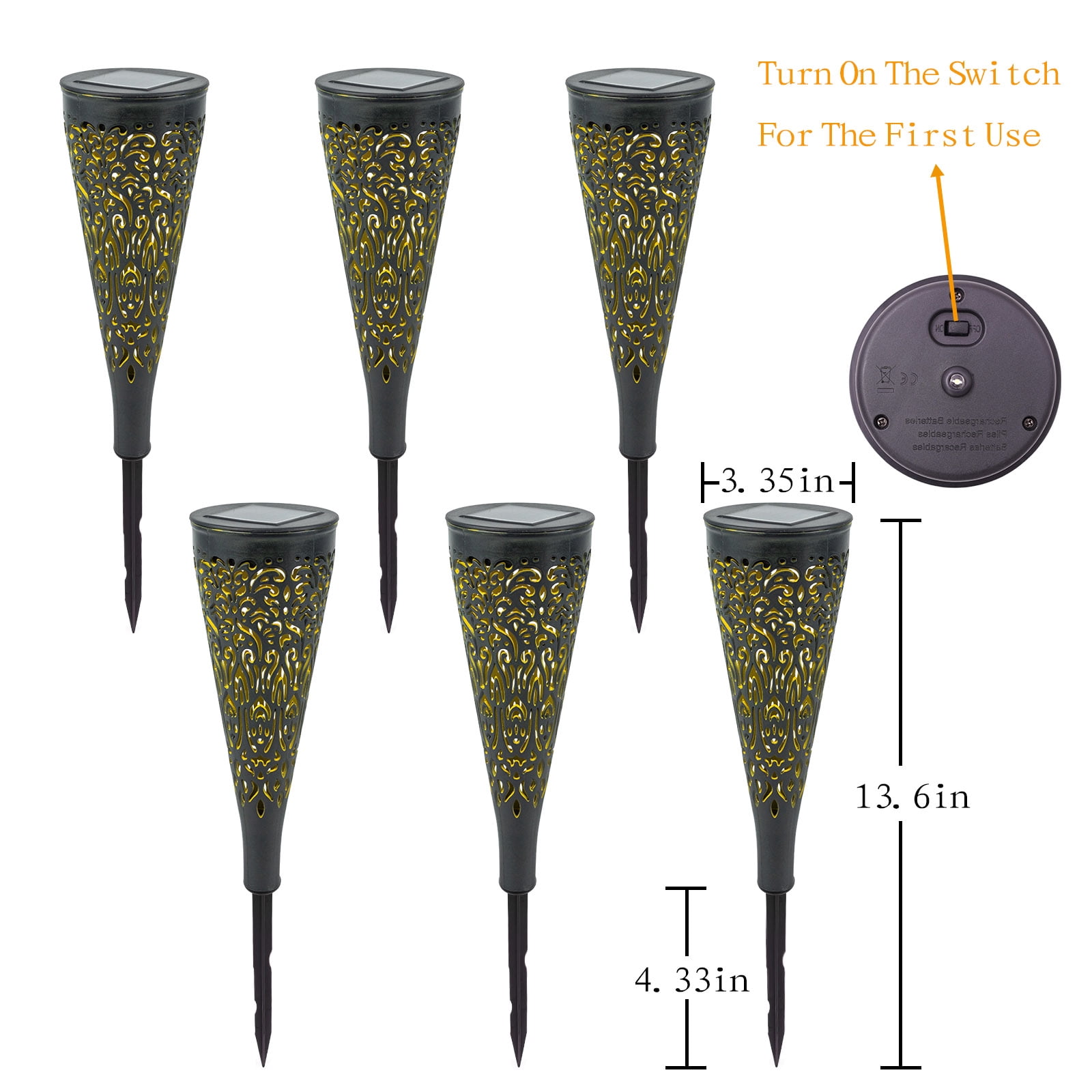 6 Pack Solar Lights Outdoor Garden Decorative Solar Garden Lights Waterproof Solar for Path Patio Backyard Walkway Yard Lawn Decor