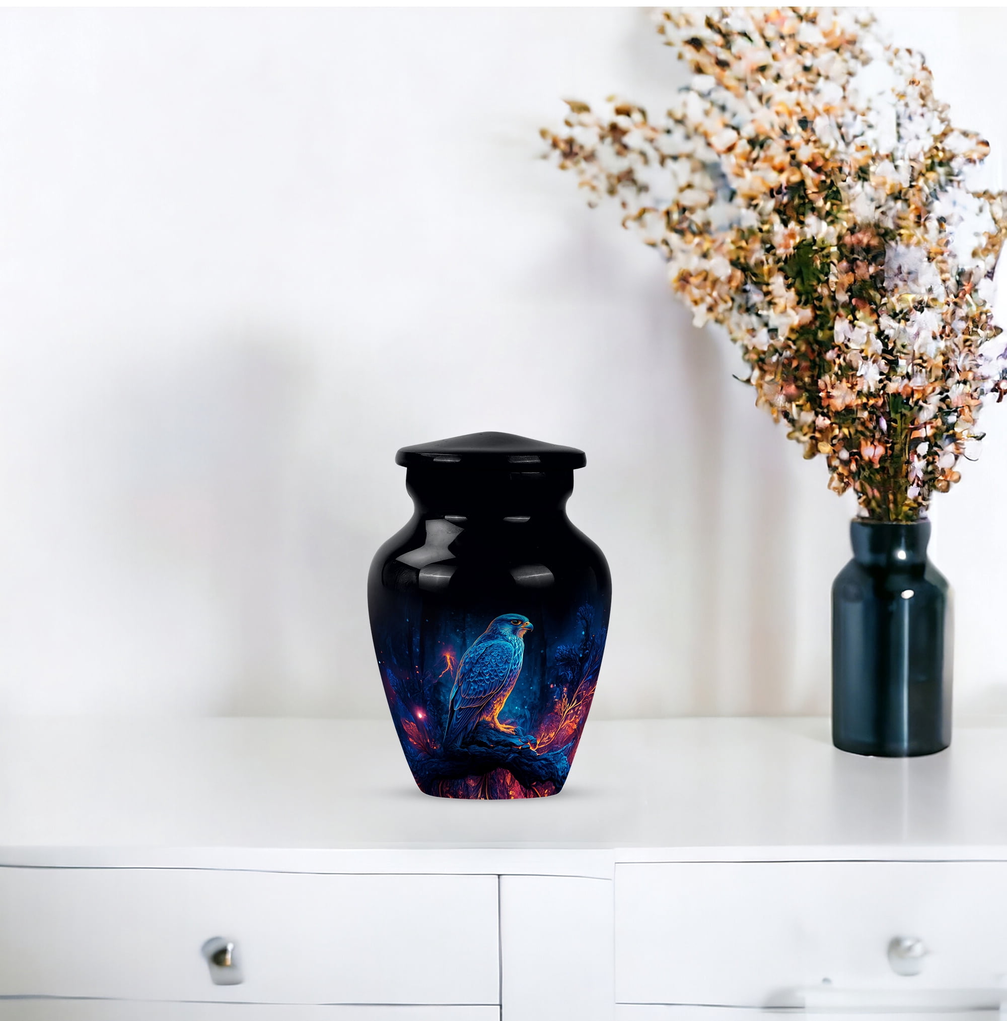 Mini Falcon Keepsake Urn For Ashes Small, Cremation Urn For Ashes Adult Male, Burial Urns For Adult Human Ash, Funeral Urns For Adult Ash Men (Size 3 Inch, 1 Pc)