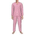 thumbnail image 3 of Xecao pink argyle Print Pajamas Set Mens Pajamas Long Sleeve Loungewear Two-Piece Sleepwear Button-Down Pjs Set,2PJS-XX-Large, 3 of 7