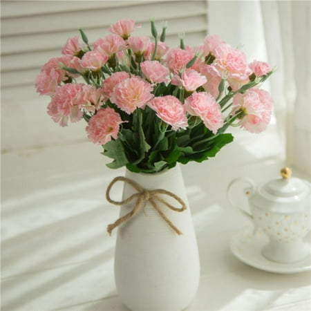 Plastic Plants And Flowers 5 Branches 10 Heads Artificial Carnation Silk Flowers Bouquets Fake Floral Plants Decoration ()