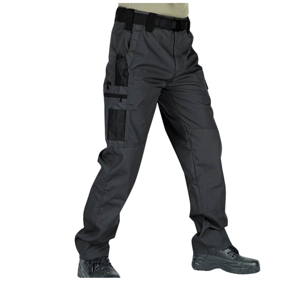 CQONEPT Men's Cargo Pants Military Tactical Casual Outdoor Hiking Athletic Workwear Trousers with Multi Pocket Gray L