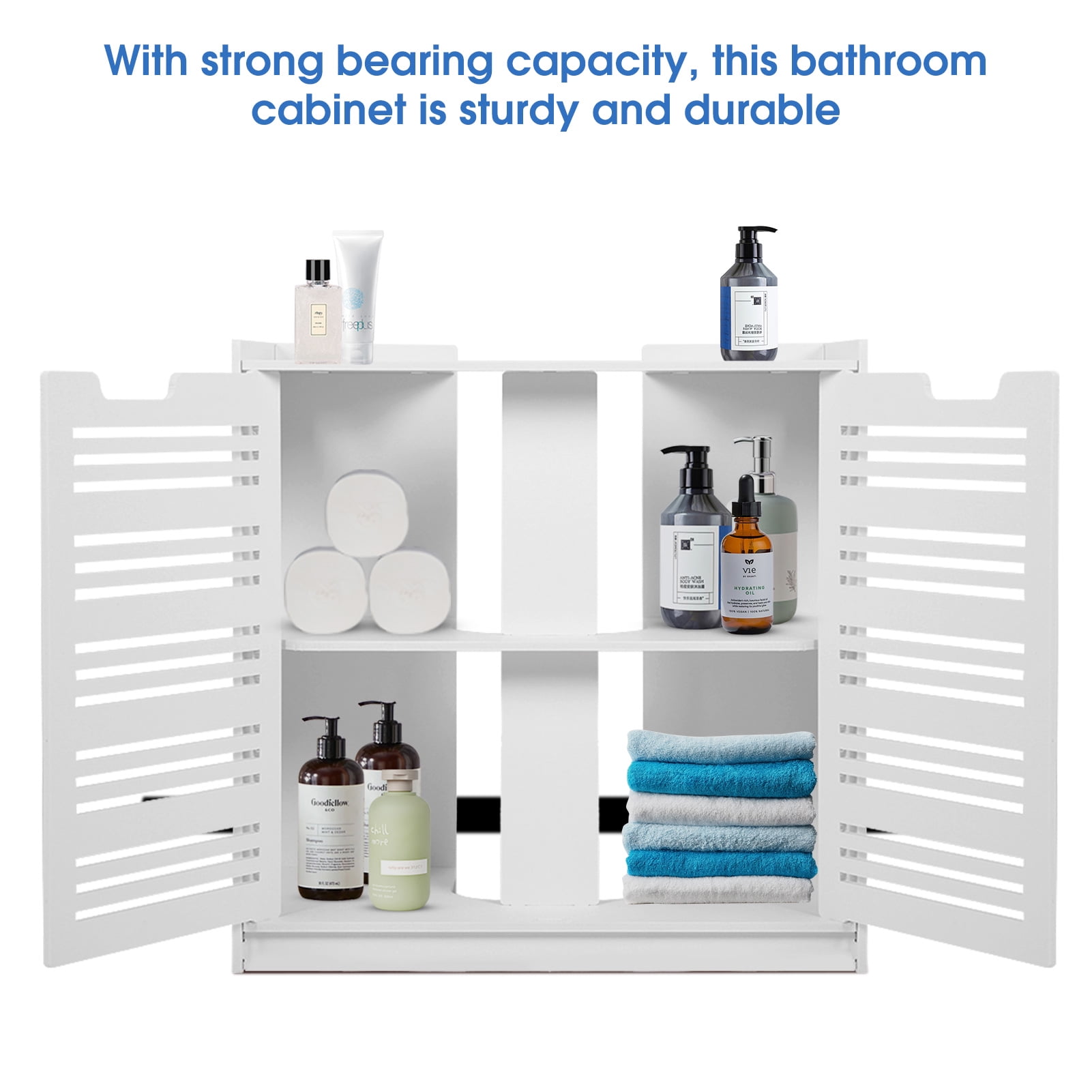 Freestanding Bathroom Vanity Under Sink Pedestal, Basin Sink Storage Cabinet with Double-sided Floor Storage Shelf(Not Include Basin Sink), White