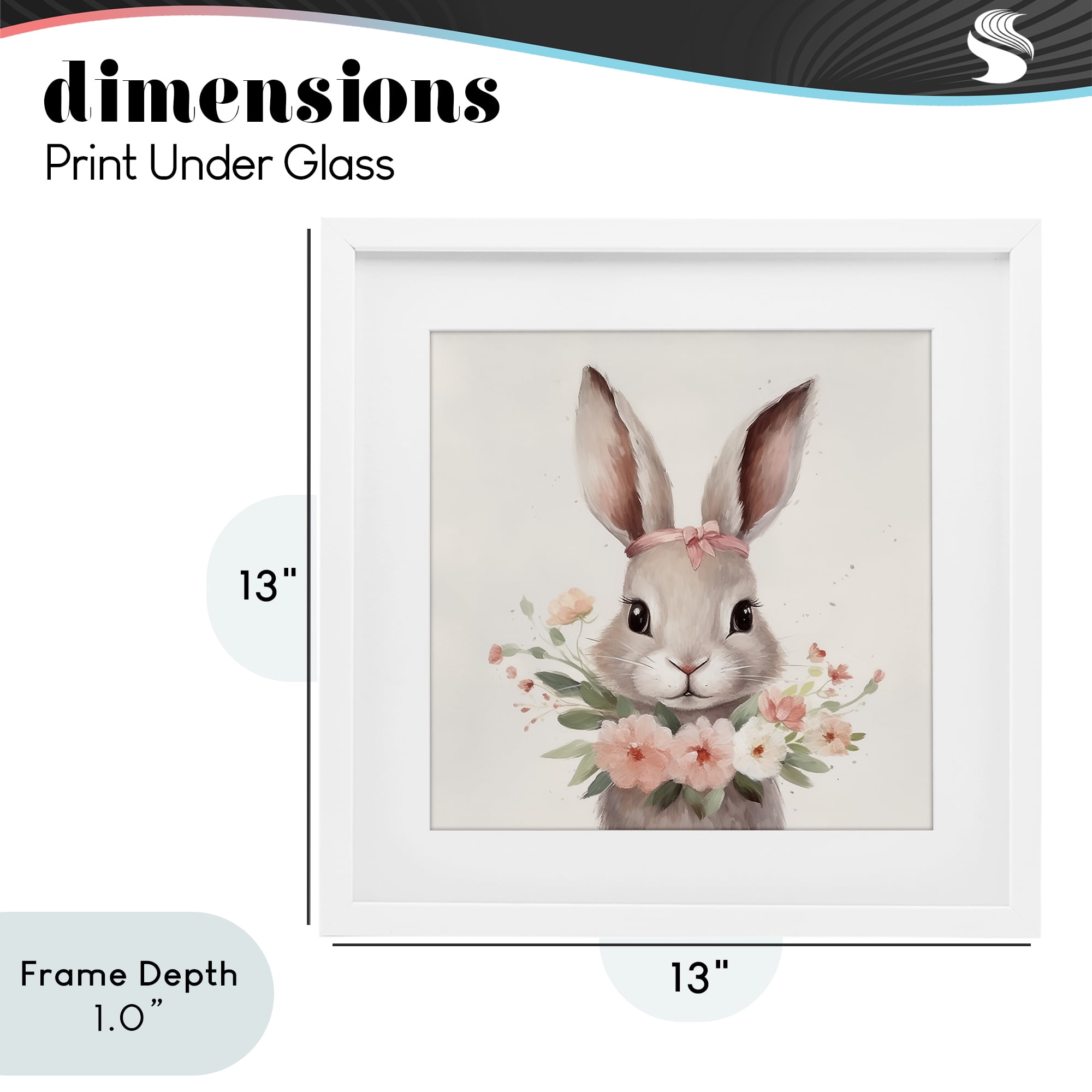 Stupell Industries Charming Bunny in Floral Wreath White Framed Print Under Glass, design by Lazar Studio