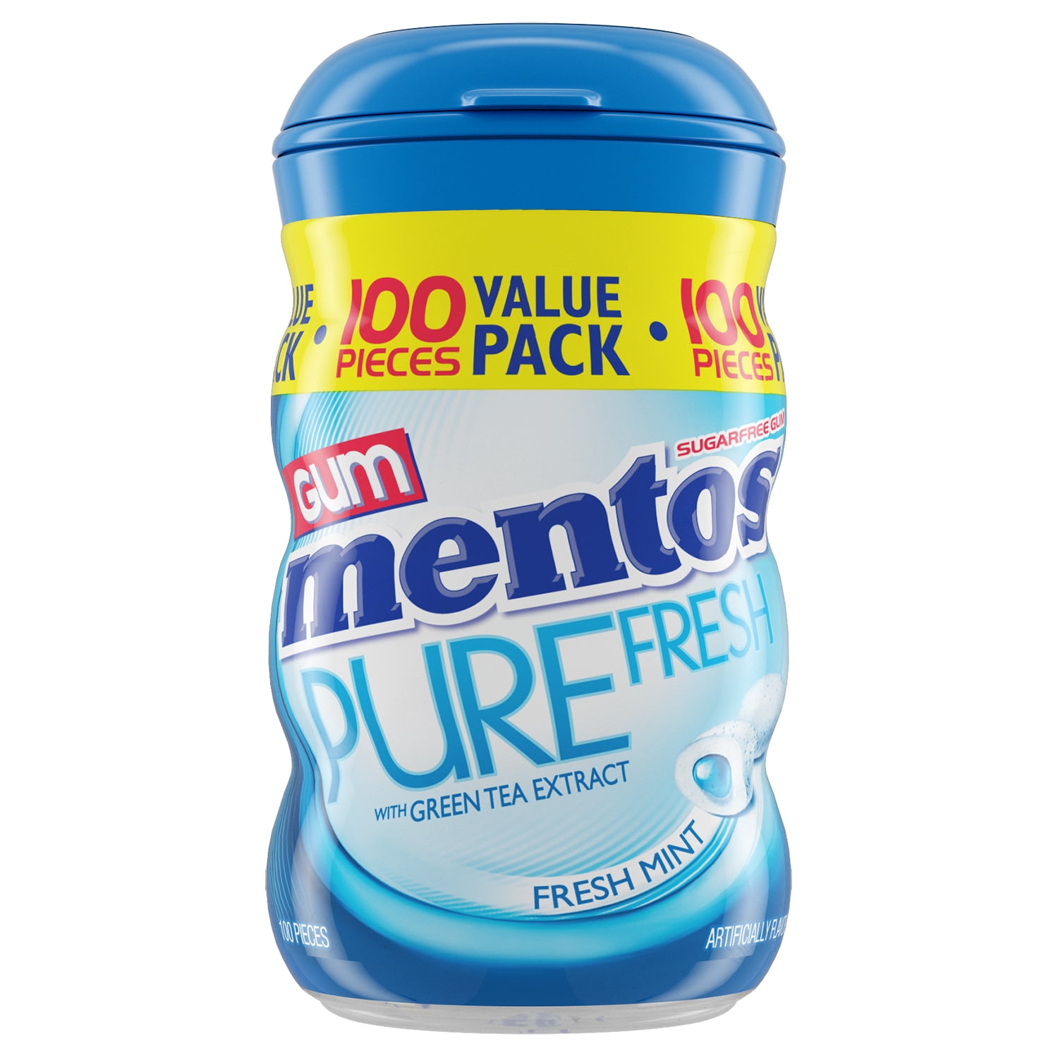 Mentos Pure Fresh Sugar Free Fresh Mint Gum, 100 Piece Bottle