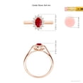 thumbnail image 4 of ANGARA Natural Princess Diana Inspired Ruby Ring with Diamond Halo in 14K Rose Gold for Women (Size-6x4mm) | July Birthstone, Birthday, Anniversary, Jewelry Gift for Women | Natural Ruby Ring, 4 of 9