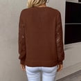 thumbnail image 5 of Bovemsi Womens Sweaters Autumn And Winter New Solid Color Crochet Flared Sleeve Round Neck Pullover Long Top Women Cute Sweaters, 5 of 6