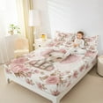 thumbnail image 4 of Feelyou Ribbon Elephant Twin Sheet Sets, Vintage Pink Floral Twin Fitted Sheet, Kawaii Cartoon Flat Sheet, Super Cozy Room Decor, 3pcs, 4 of 7