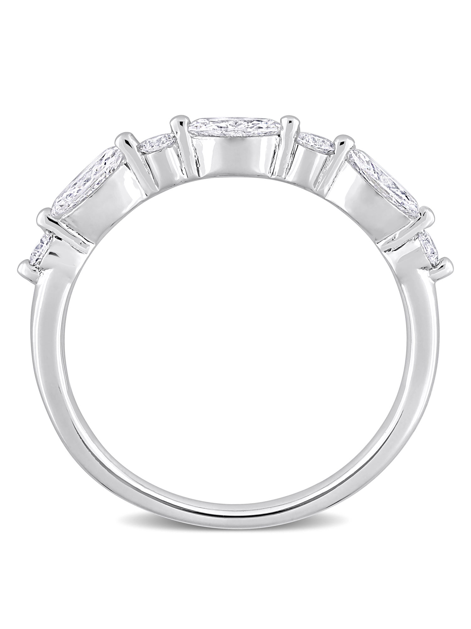 Created Forever Women's 5/8 Carat T.G.W. Lab Created Diamond Platinum Plated Sterling Silver Semi-Eternity Ring