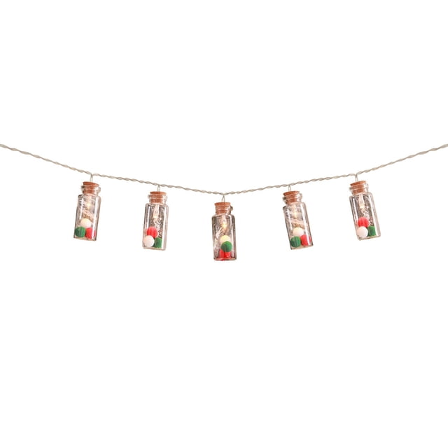 LED Christmas String Lights with Battery-Powered Wish Bottle Decorations for Indoor Tree and Window Display 200 cm