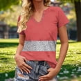 thumbnail image 1 of TaTaai Women's Casual V-Neck T-Shirt Soft Cotton Relaxed Fit Short Sleeve Button Placket All-over Random Print Spring Summer Daily Wear Fashion Lightweight Ladies Top Gift, 1 of 6