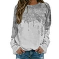 thumbnail image 2 of Fall Sweaters for Women Dressy Women's Star Print Hatless Sweatshirt Long Sleeve Fashion Top Sweatshirt Loose Pullover Top Grey XL, 2 of 5