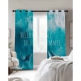 thumbnail image 4 of Blue Ocean Shark Blackout Curtains for Bedroom Living Room Darkening Curtains 96 Inches Long Summer Coastal Wave Nautical Window Curtain 2 Panels Set Insulated Window Treatment Grommet Drapes 52"x96", 4 of 9