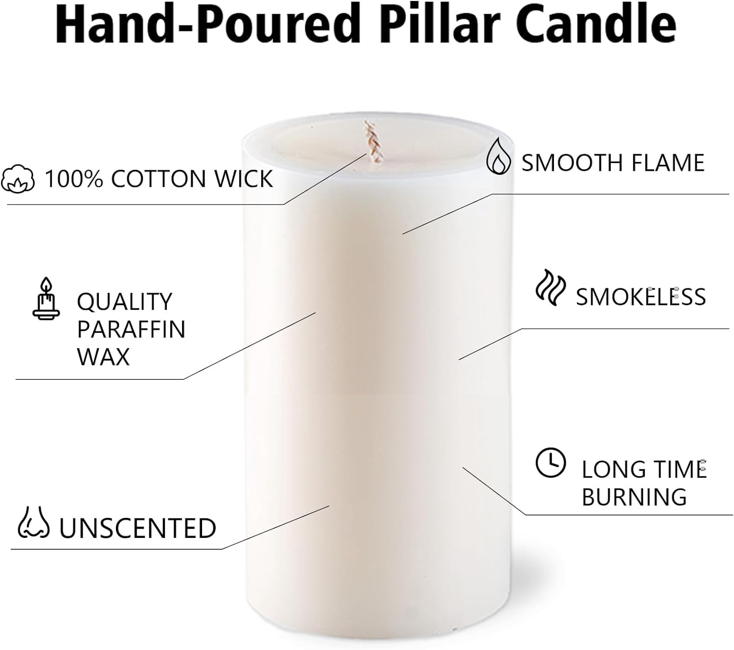 Ivory Pillar Candles – 2.8x4 Unscented Candle Set of 12 – Dripless, Smokeless, and Clean Burning Household Large Decorative Table Candles – Perfect for Weddings, Parties, Dinners