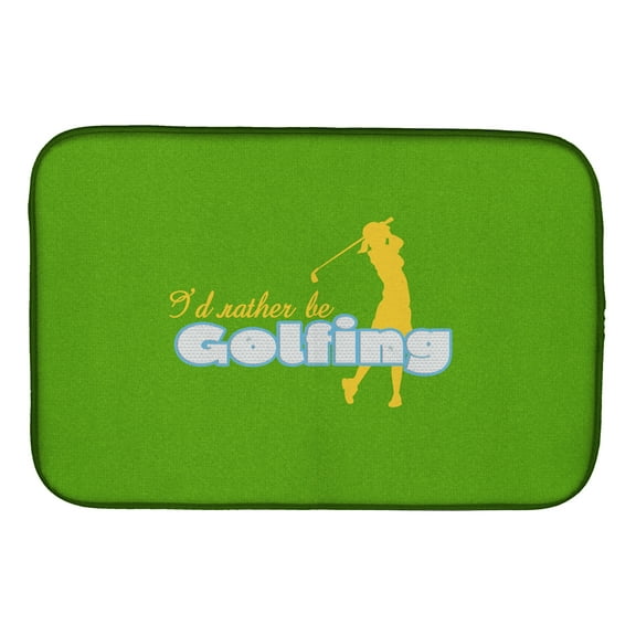 I'd rather be Golfing Woman on Green Dish Drying Mat
