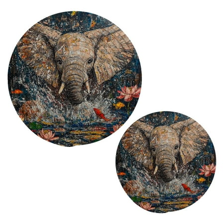 

Elephant Cotton Braided Potholders 2 Pack Heat-Resistant Pads 7.09 and 9.45