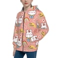 thumbnail image 2 of Naloa Rabbit So Cute Teenage Zipper Hoodie, Long Sleeve Zip Up Hoodies Casual Jackets Tops for 7-12 Years-Small, 2 of 6