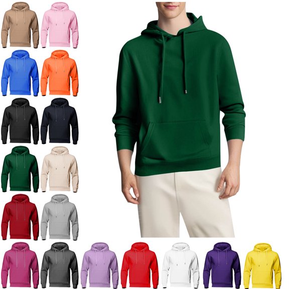Danhjin Men's Hoodies Pullover Hooded Sweatshirts Fall Winter Comfy Casual Long Sleeve Tops Fashion Stylish Loose Solid Color Shirt Blouses