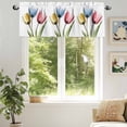 thumbnail image 6 of Red Yellow Blue Tulips Valances for Windows, 42 x 12in, Transparent Floral Botanical Flower Rod Pocket Kitchen Valance Curtain Light Filtering Window Treatments for Living Room Bedroom, 1 Panel, 6 of 7