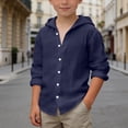thumbnail image 2 of PRfgtbd Boys Shirts Kids Summer Hooded Shirt Long Sleeve Button Down Shirts Beach Tops Soft Breathable Solid Color Casual Wear Trendy Tops Tees, 2 of 5