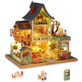 thumbnail image 1 of Kit de casa de muñecas en miniatura GudoQi Jungle Resort a escala 1:24 con música, 1 of 7