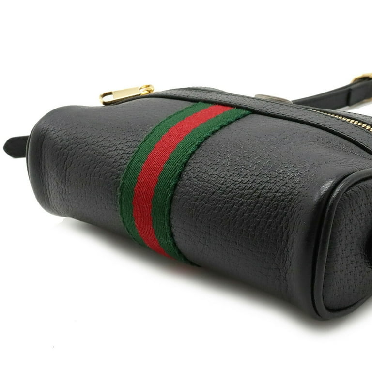 Authenticated used Gucci Gucci Ophidia Sherry Line Shoulder Bag Pochette Leather Black Green Red 517350, Adult Unisex, Size: (HxWxD): 12cm x 17.5cm x