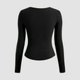 thumbnail image 4 of GOFLIC Womens Henley Shirts Slim Fit Stretch Ribbed Solid Color Thin Top Lightweight Basic Long Sleeve Blouse with 4 Button, 4 of 6