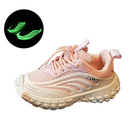 

Shoes for Boys Boy s Girl s Fashion Luminous Thick Bottom Lightweight Non Slip Mesh Upper Breathable Sports Flat Shoes Boys Sneakers Red 5 Years-5.5 Years