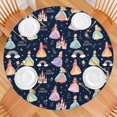 thumbnail image 2 of Dark Blue Little Princess Pattern Round Fitted Tablecloth with Elastic Edge,Dining Table Cover Waterproof,Outdoor Round Tablecloth for Camping,Dining,Indoor and Outdoor, 2 of 7
