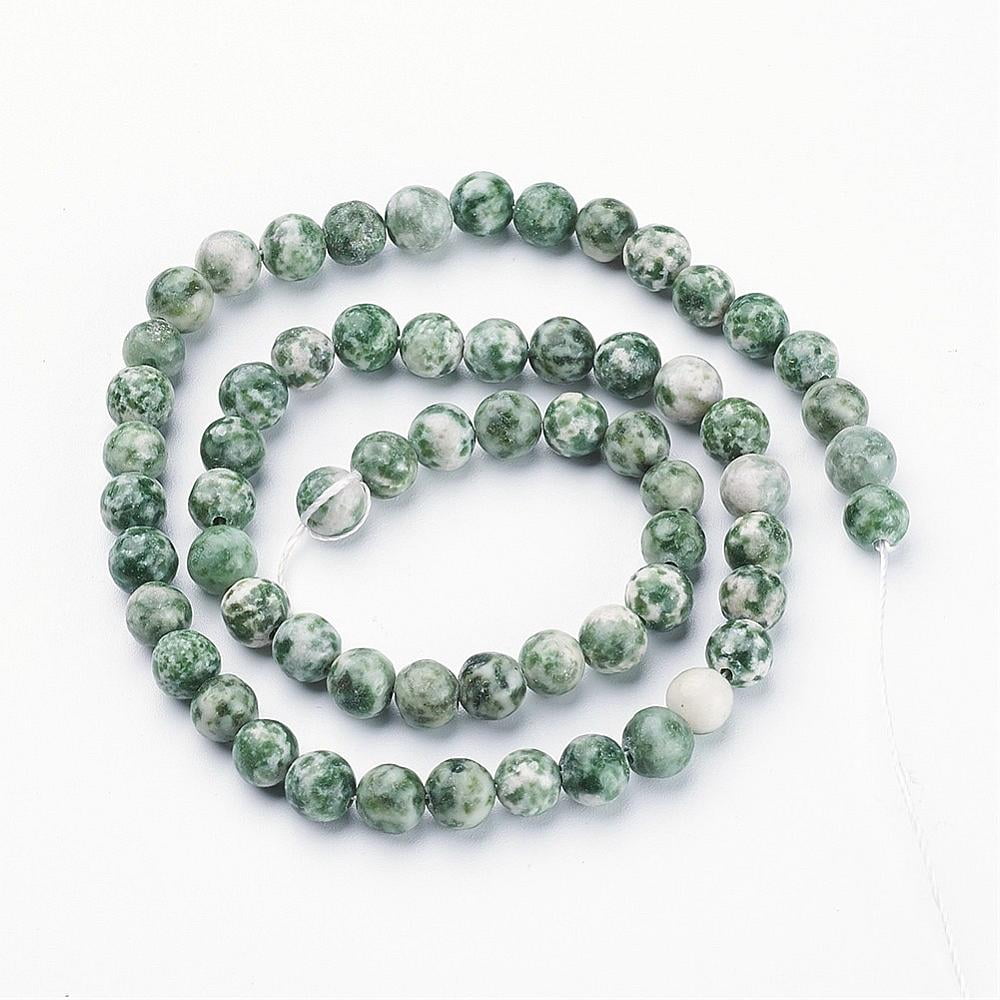 20 Strand Gemstone Beads Strands Green Spot Jasper Round about 6mm in diameter hole: about 0.8mm 15~16 inch