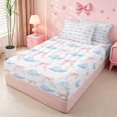 thumbnail image 2 of meiyoeat cute Seashell Bow Zipper Full Size Comforter Sets with Fitted Sheet and 2 Pillowcases,Watercolor Coastal Style Zipper Bedding Set,Pink Reversible,4-Piece, 2 of 7