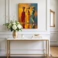 thumbnail image 4 of Canvas Wall Art Three Black Women Canvas Art Print African Tribal Boho Red Yellow Green Pictures Wall Decor for Living Room Bedroom Artwork Decorations Stretched Framed Ready to Hang 8"x12", 4 of 9